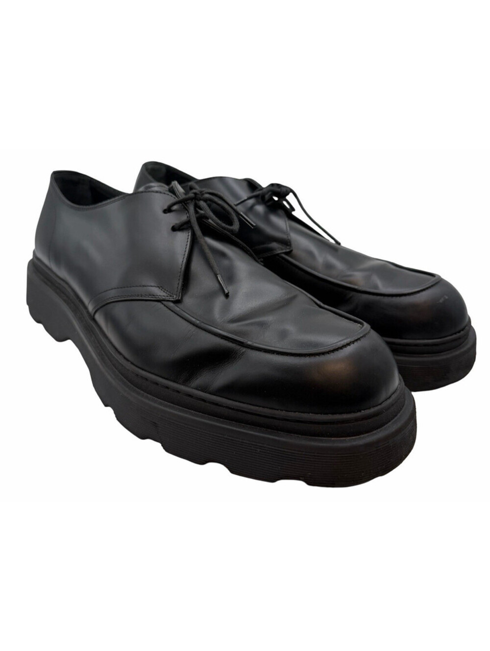 Tod's Lug Sole Platform Smooth Leather Derby Shoes Black Size UK 13 | US 14
